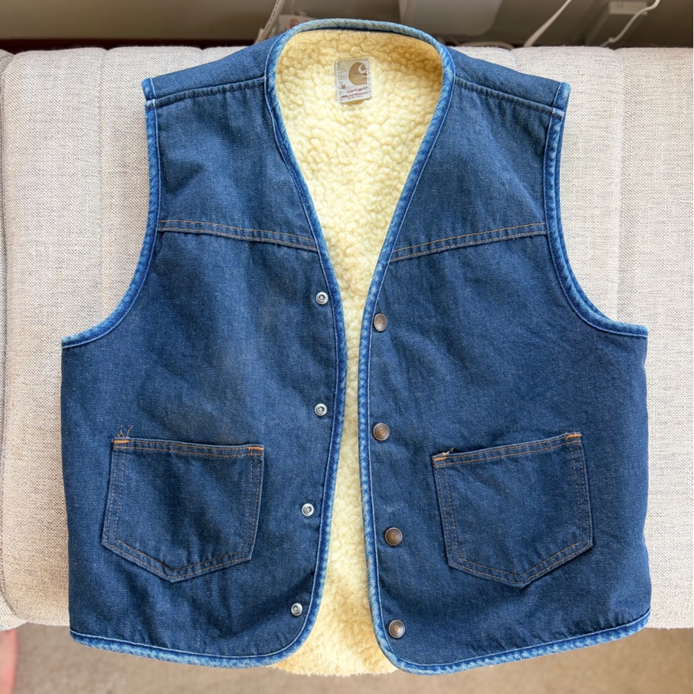 Carhartt Dark Blue Denim Sherpa Lined Vest